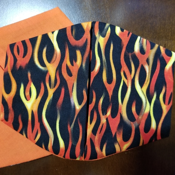 KIDS - Flames Fire Homemade Facemask - Picture 2 of 4